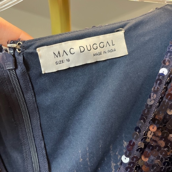 Mac Duggal 93660 Sequined Faux Wrap Long Sleeve Gown - Picture 10 of 12